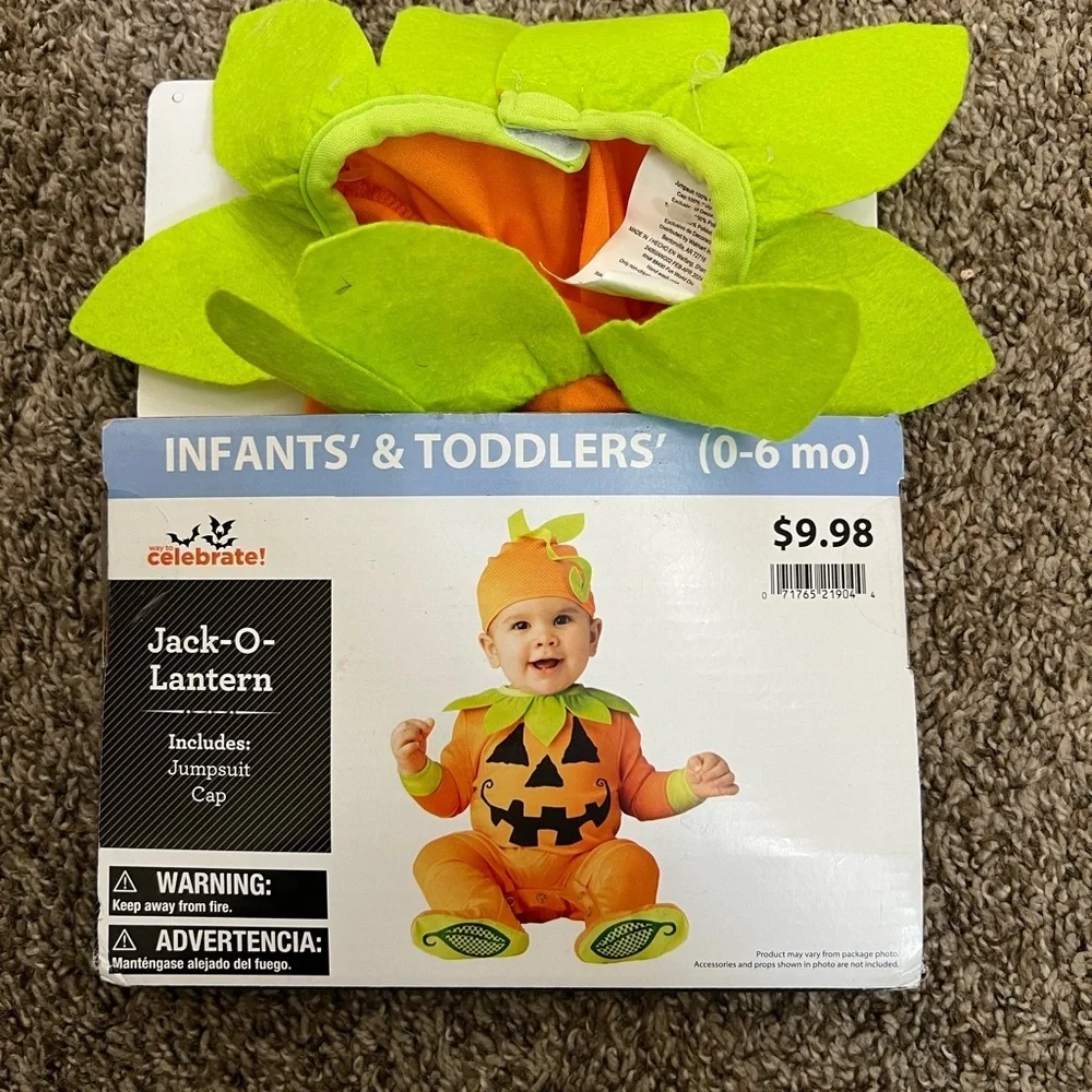 NEW Jack -O Lantern Halloween Costume for Infant, Size 0-6 M